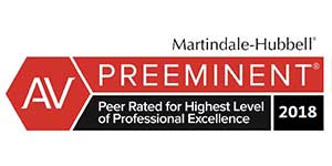Martindale-Hubbell AV Preeminent 2018 Peer Rated for Highest Level of Professional Excellence