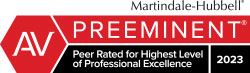 Martindale Hubbell AV Preeminent Peer Rated For Highest Level of Professional Excellence 2023